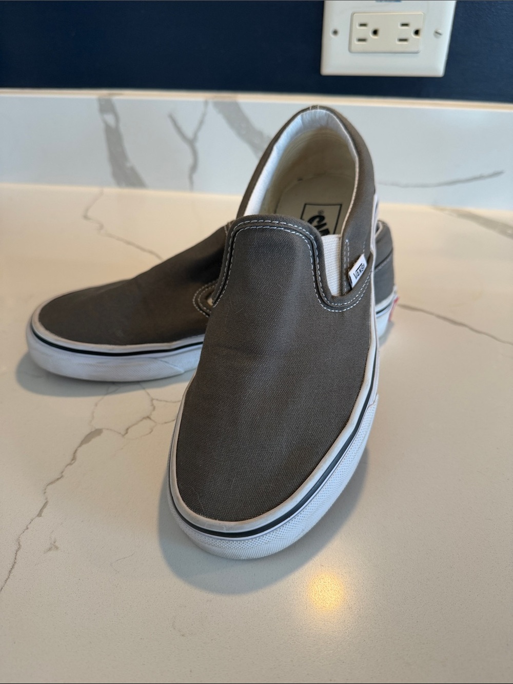 Vans Slip-On Canvas Loafers in Gray